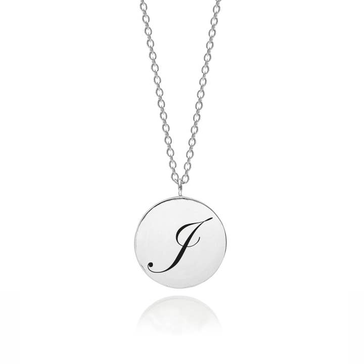 Initial J Edwardian Pendant - Silver for wholesale by Myia Bonner
