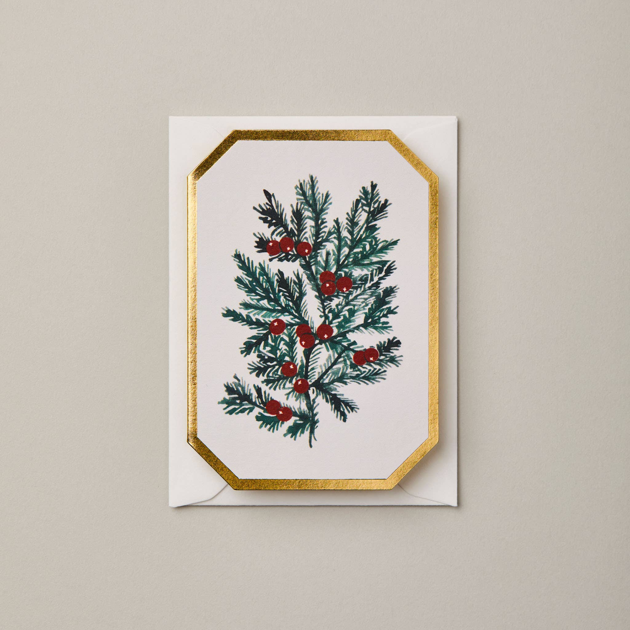 Katie Housley - Wholesale Christmas Card - FIR BOTANICAL DIE CUT MINI CHRISTMAS HOLIDAY CARD1