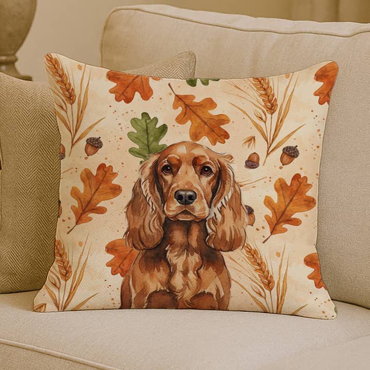 Red English Cocker Spaniel Heirloom Fall Pillow 14x14 WDK78 for wholesale by Caroline's Treasures