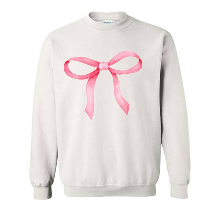 Pink Bow Tan Crewneck: Soft Girl for wholesale by Vanilla