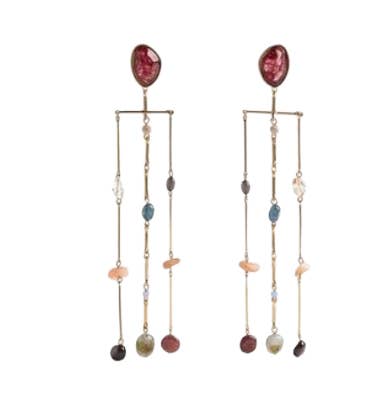 HoopLa - Wholesale Dangle Earrings - Serenity Fringe Earring- Genuine Gemstone and 14K gold
