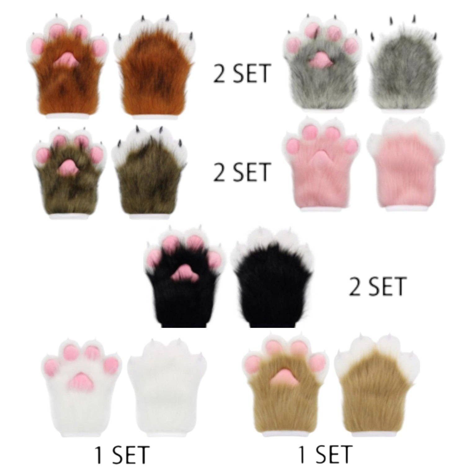 ASSORTI Kunstbont Kattenpoten Pluizige Handschoenen Dierenwanten GE5829-1 (12PAR) voor groothandel op Faire10