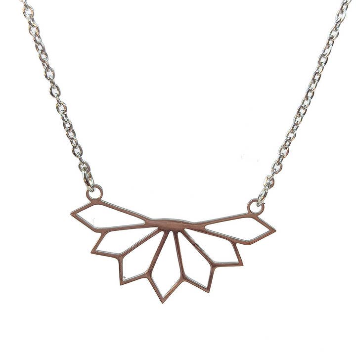 Halsband med moderna geometriska diamanter i silverfärgat rostfritt stål för wholesale av Stylish Jewelry Supply