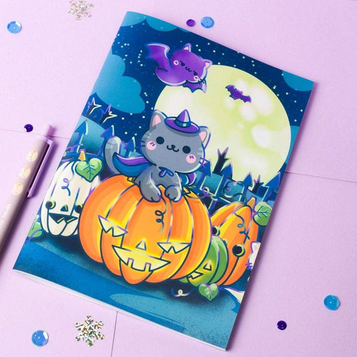 Söt A5 anteckningsbok Spooky the Cat för wholesale av Nekojima Studios