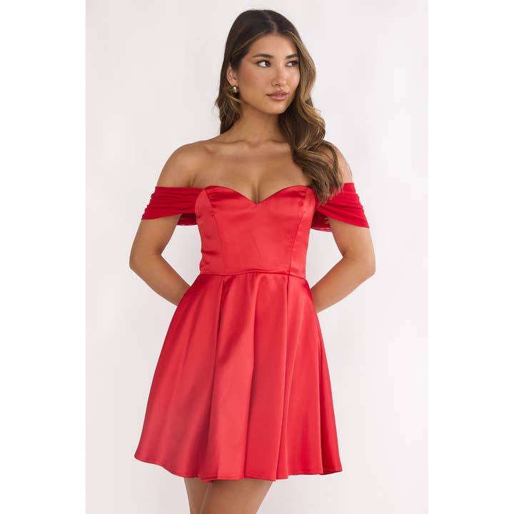 SWEETHEART OFF SHOULDER MINI DRESS / KA0082J01 for wholesale by One and Only Collective