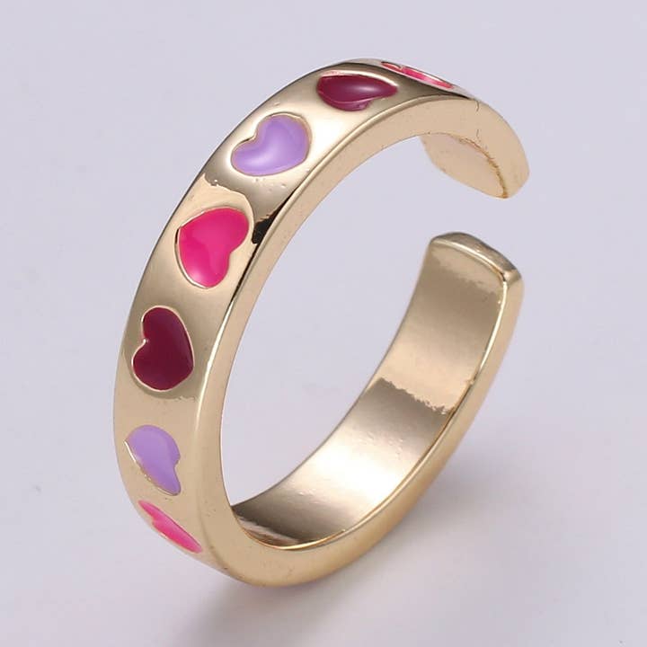 Gold Heart Ring, Love Ring, Open Heart Ring Adjustable Open Ring, Gold Stacking Ring Minimalist Heart Ring for Relationship Friendship Ring R323 for wholesale by Aim Eternal