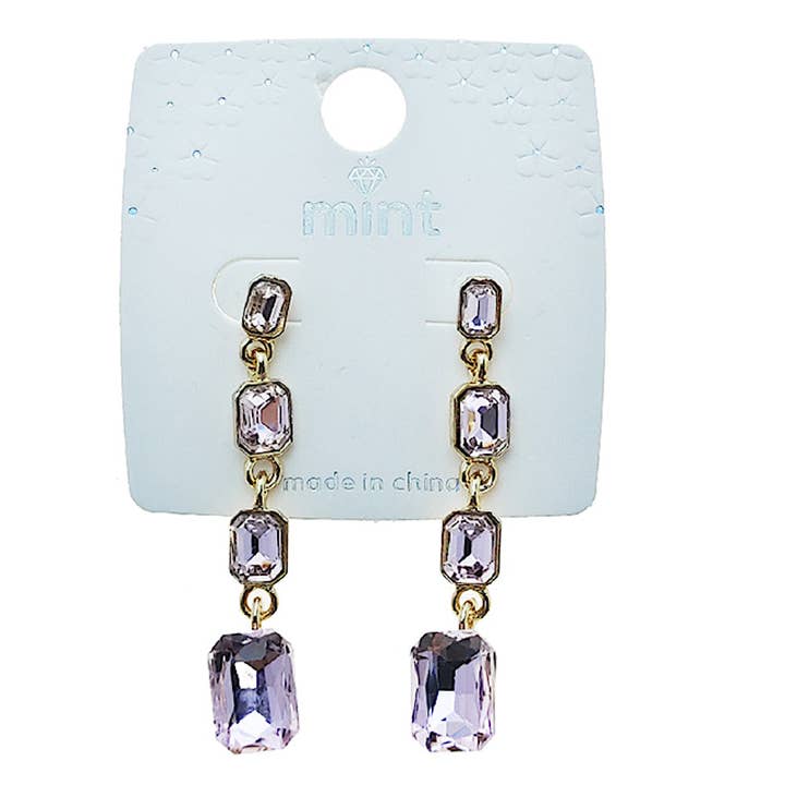 Atlas Fashion - Wholesale Dangle Earrings - Rectangle Crystal Drop Earring
