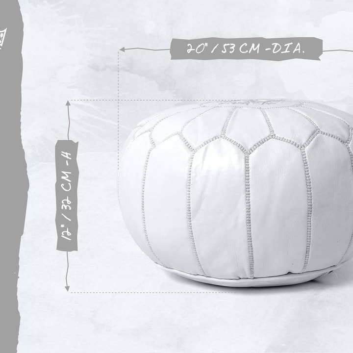 King Of Handmade - Wholesale Pouf - Moroccan Ottoman White Pouf - Furniture Ottoman Gift