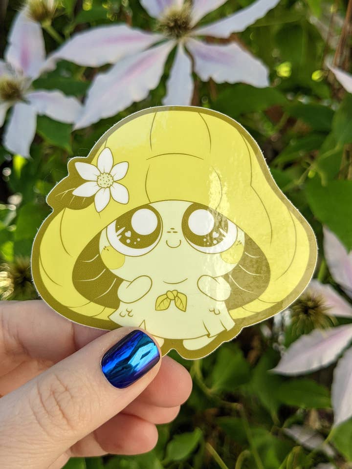 Yellow Mushkin Sticker for wholesale by Windy Woods Designs