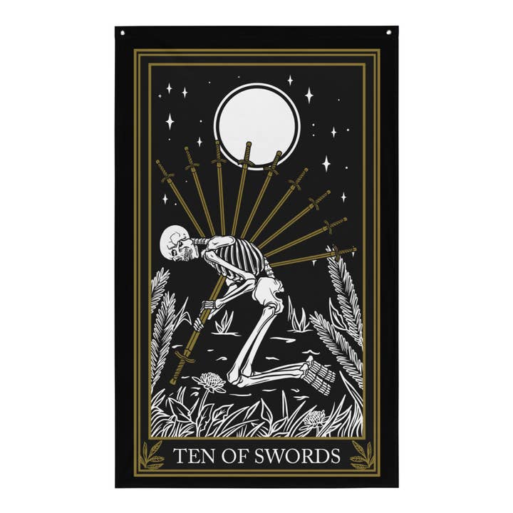 Drapeau de Dix d'Épées Tarot pour la vente par StickThisOn
