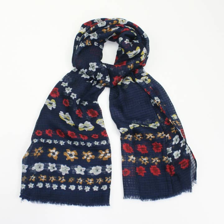 Mörkblå blommig halsduk för wholesale av F & J Collection