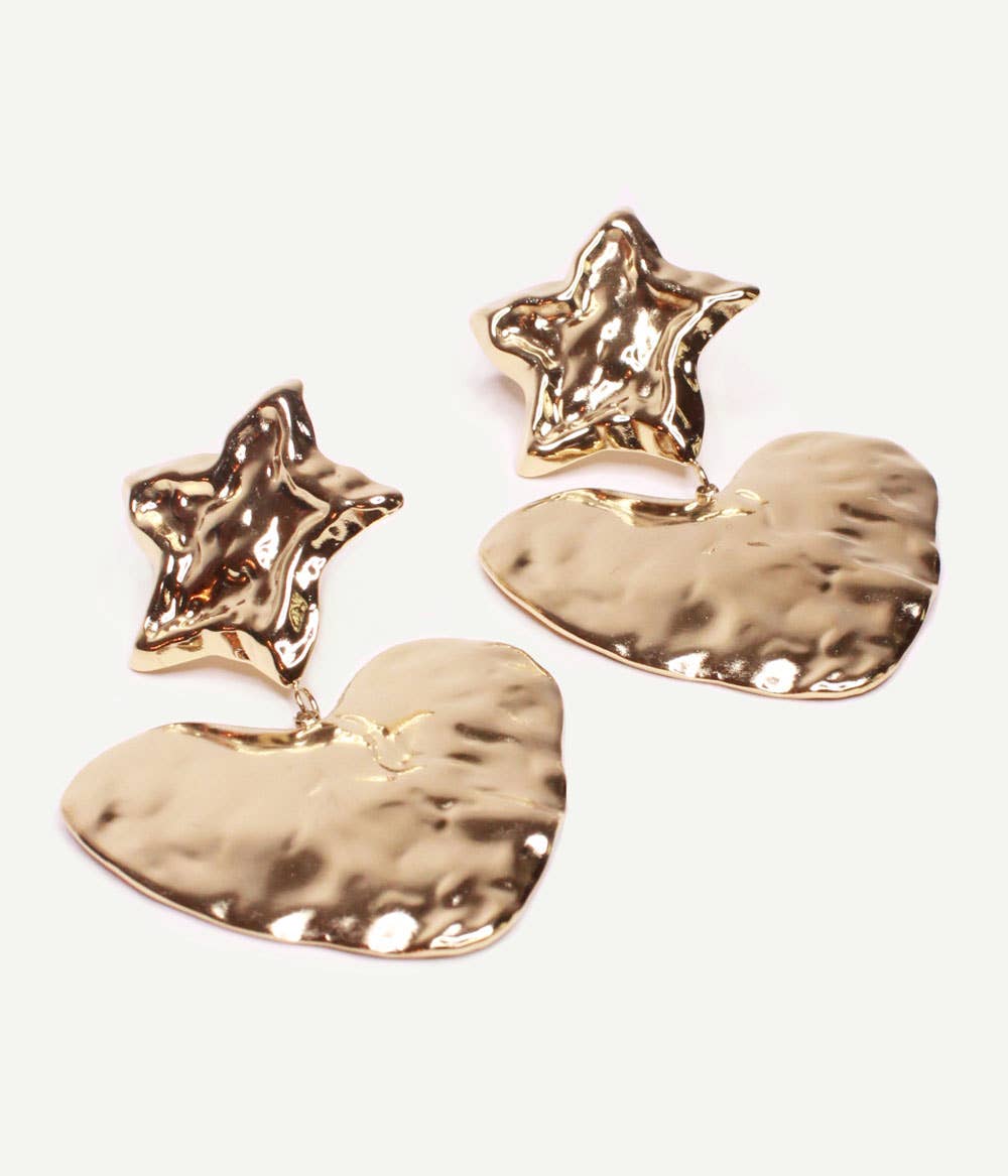 Caprice Paris - Wholesale Dangle Earrings - Narcissus Gold XL Heart Earrings | Handmade in Paris2