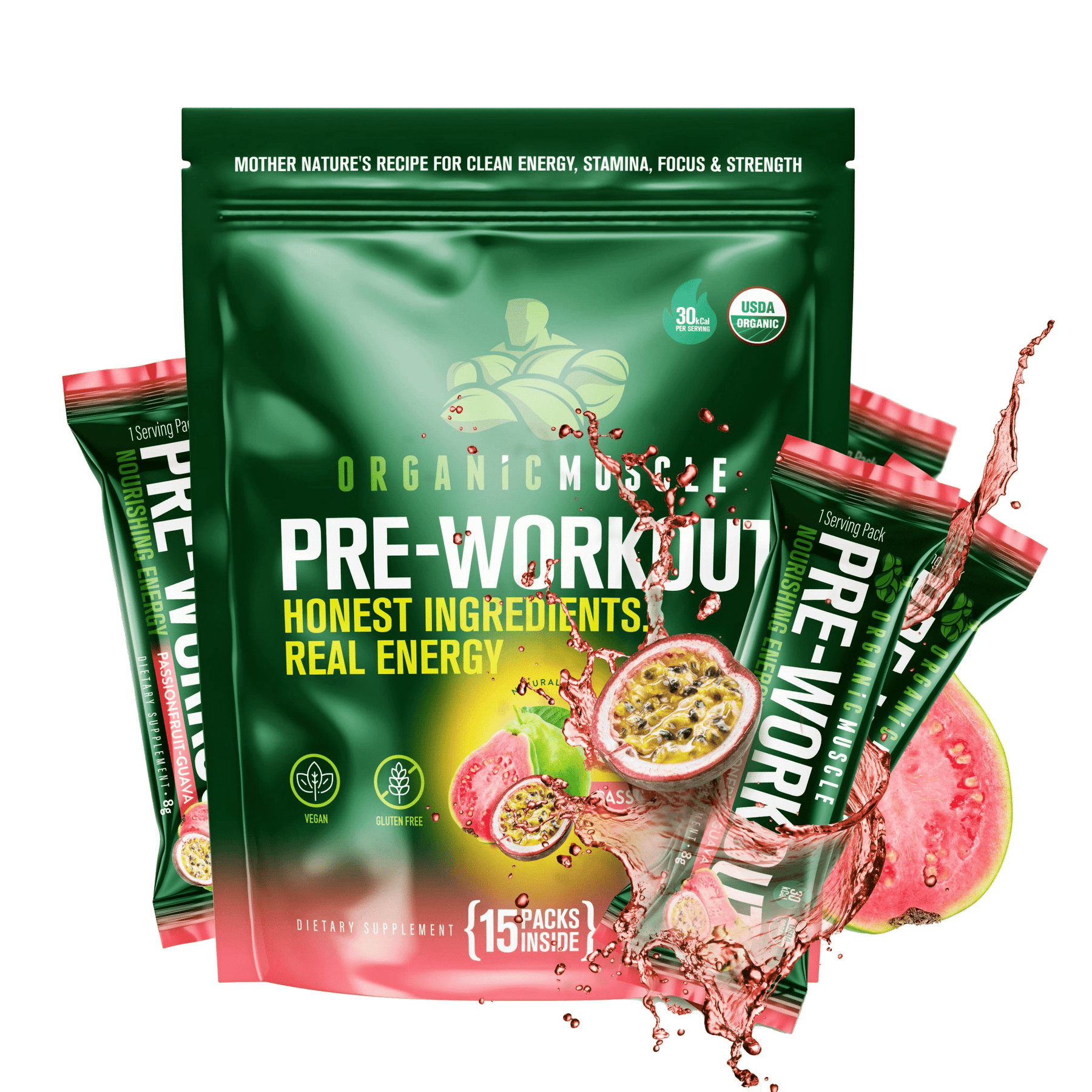 Organic Muscle - Wholesale Proteïne/superfoodpoeder - Superfood Pre-workout in 15 zakjes19