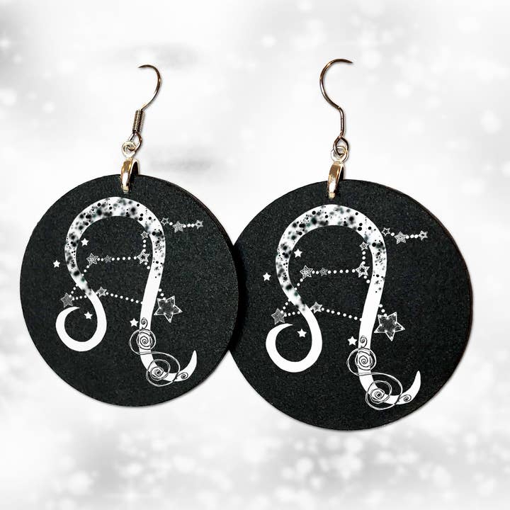 Leo Symbol and Constellation, 2” Zodiac Earring for wholesale by Katekreates