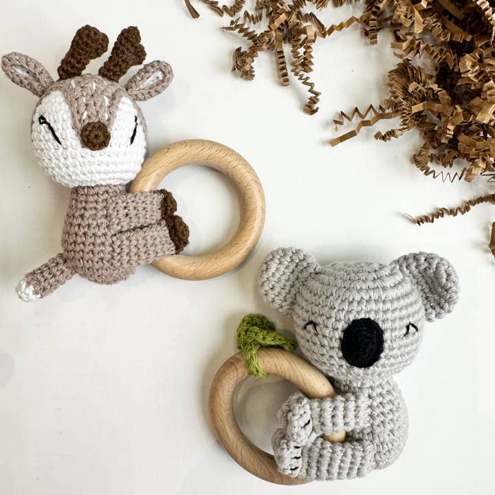 Handmade 100% Cotton Crochet Animal Rattle for wholesale by Smile Boutiques
