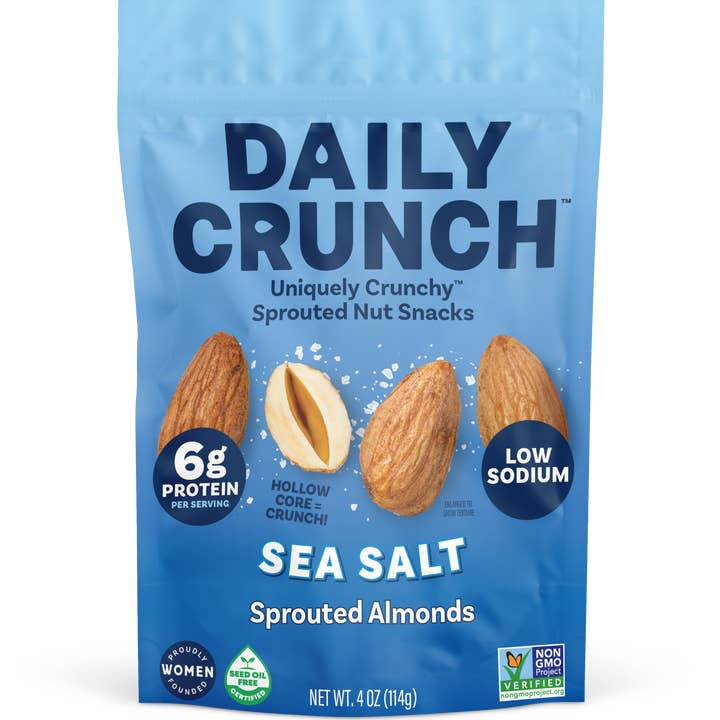 Amandes germées au sel de mer, 4 oz (100 unités en vrac) pour la vente par Daily Crunch
