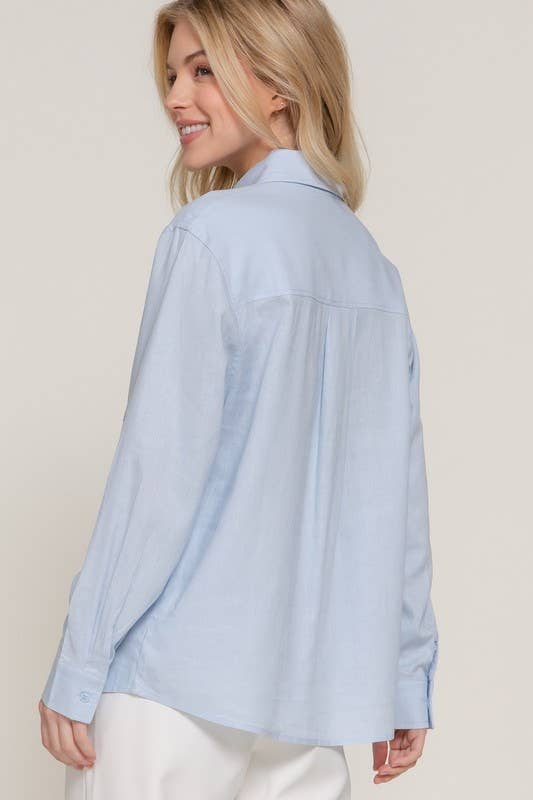Vanilla Monkey - Wholesale Blouse - Women's - Long Sleeve Linen Blend Shirt3