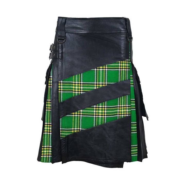 Kilt hybride en cuir personnalisé — patrimoine irlandais ou tartan pour la vente par USA Leather Shop