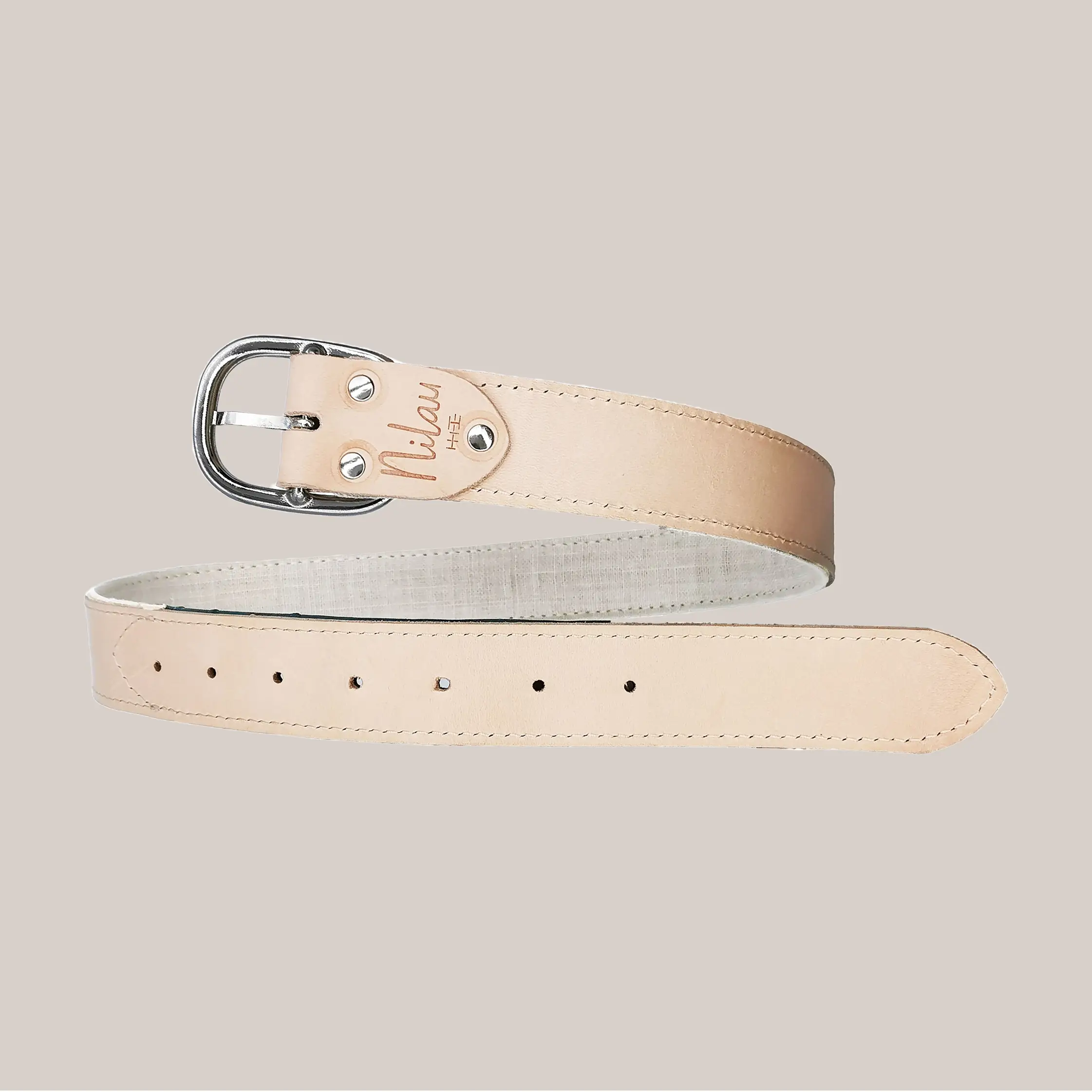 Brown Ostrich Leather And Linen Belt for wholesale on Faire1