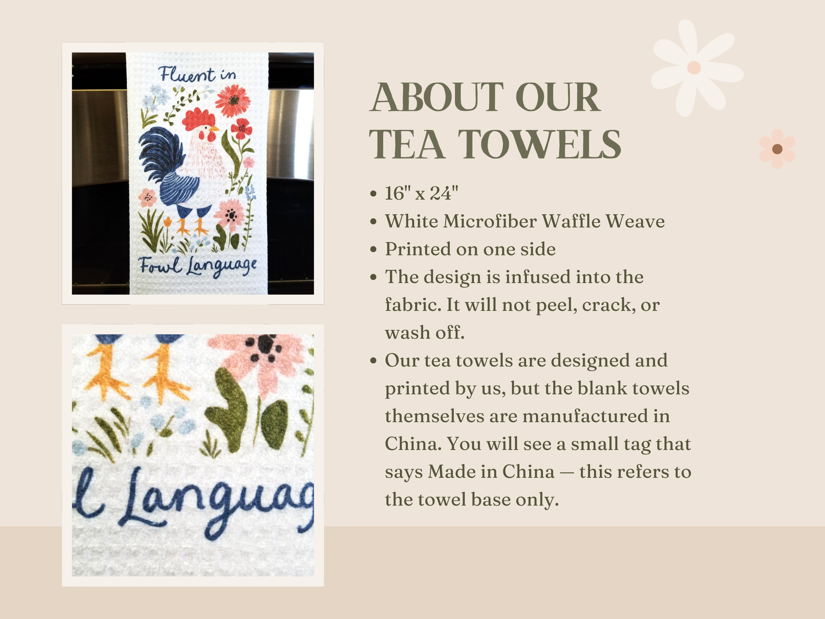 Firefly Paper Studio, LLC - Wholesale Tea Towel - Fluent in Fowl Language Tea Towel3