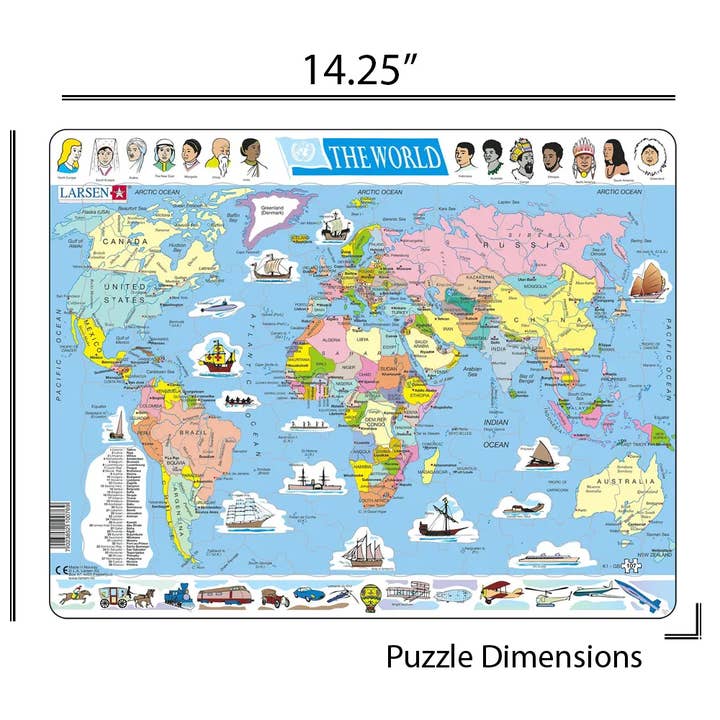 Springbok Puzzle - Vente Puzzle – enfant - Puzzle éducatif pour enfants de 107 pièces World Political2