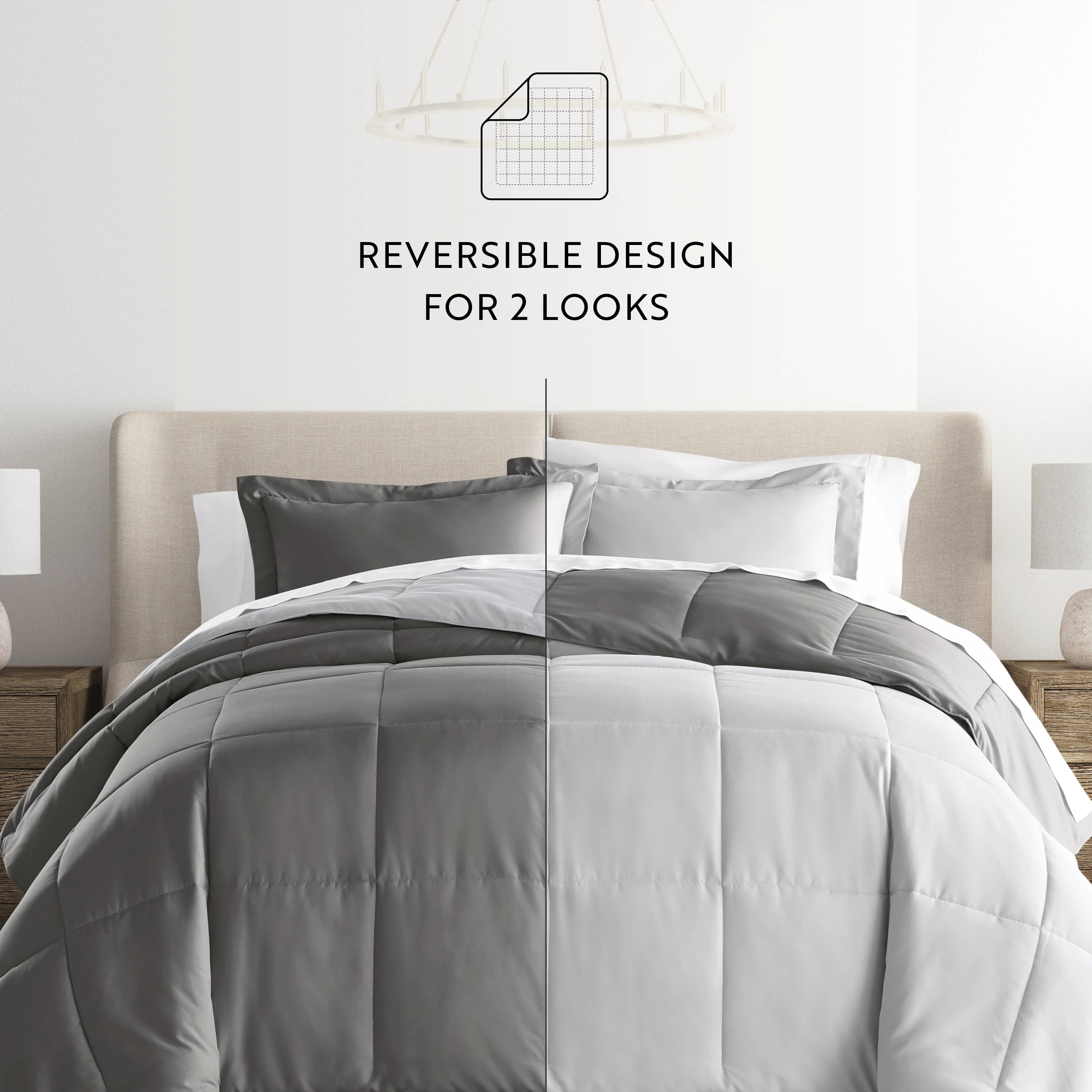 ienjoy Home - Vente Parure de lit - Ensemble de couette réversible Home Collection Down Alternative1