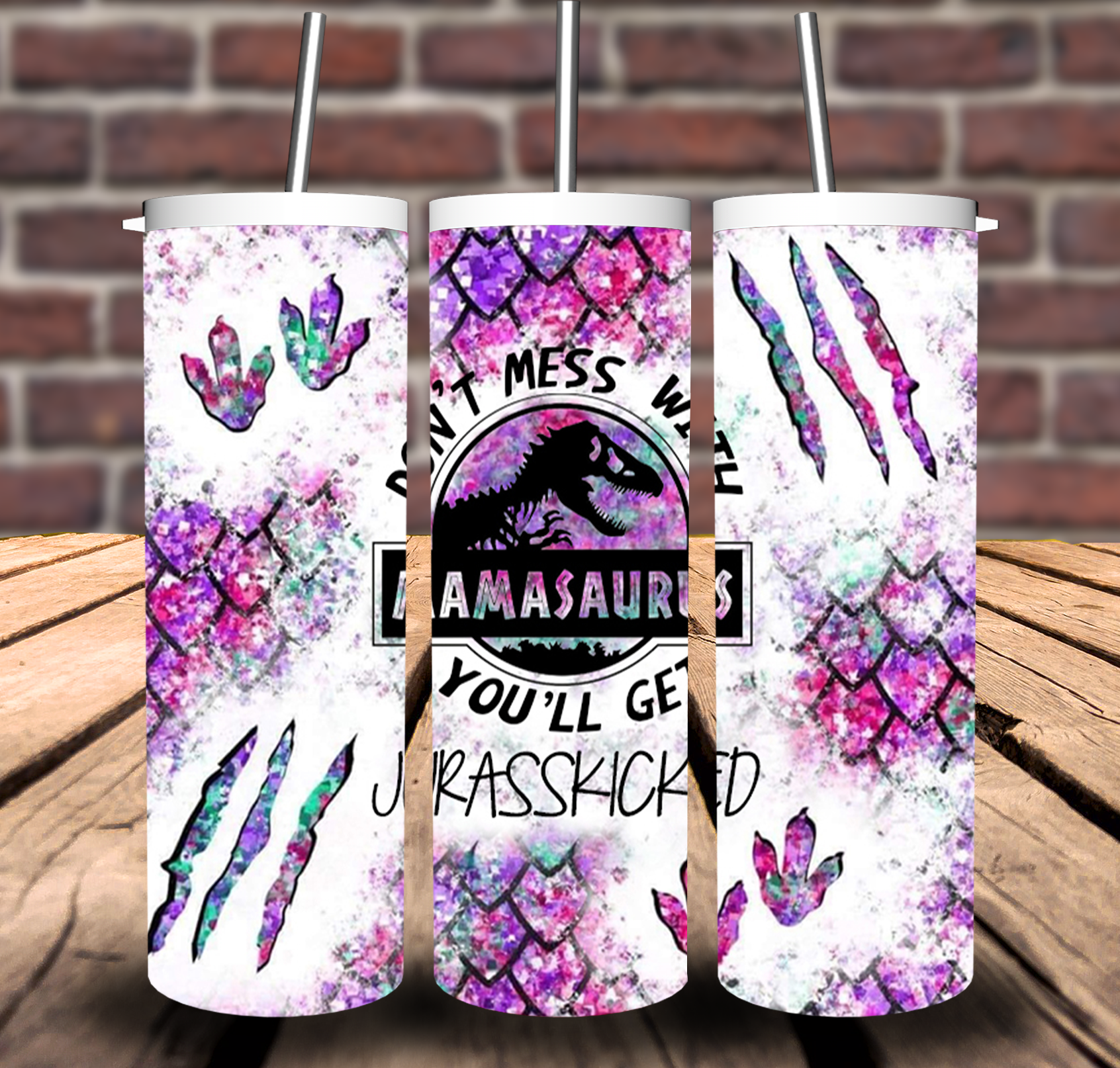 Sweet Tees - Wholesale Insulated Mug/Tumbler - Don't Mess With Mamsaurus Sublimation Tumbler 20oz 30oz0