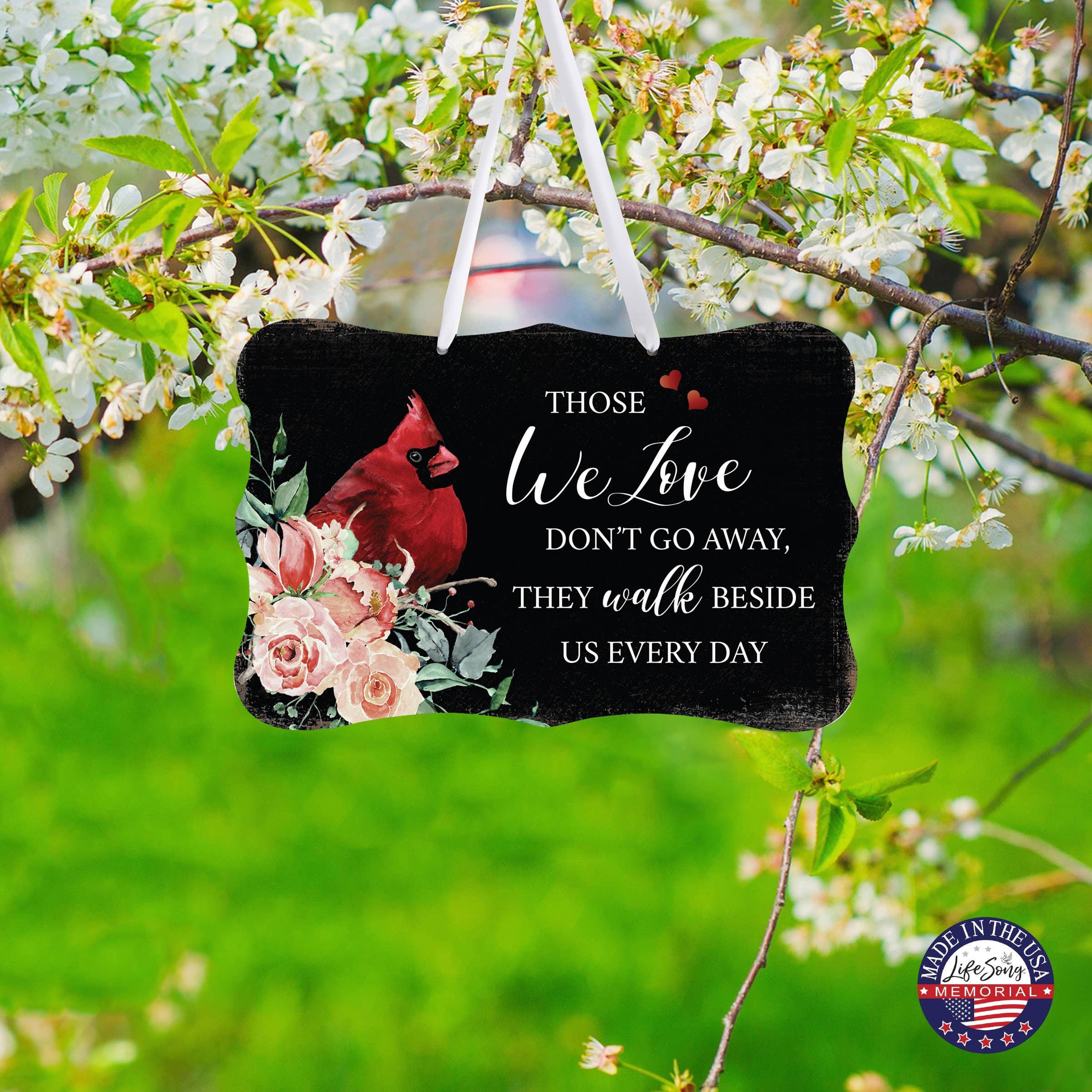 LifeSong Milestones - Wholesale Wall Sign - Sympathy Cardinal Ribbon Sign: Those Who We Love4