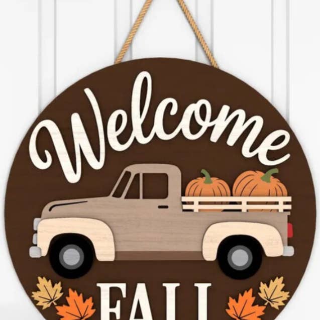 Fall- Welcome Fall Truck Door Hanger DIY | Wood Sign | Home for wholesale by Kate's Blanks