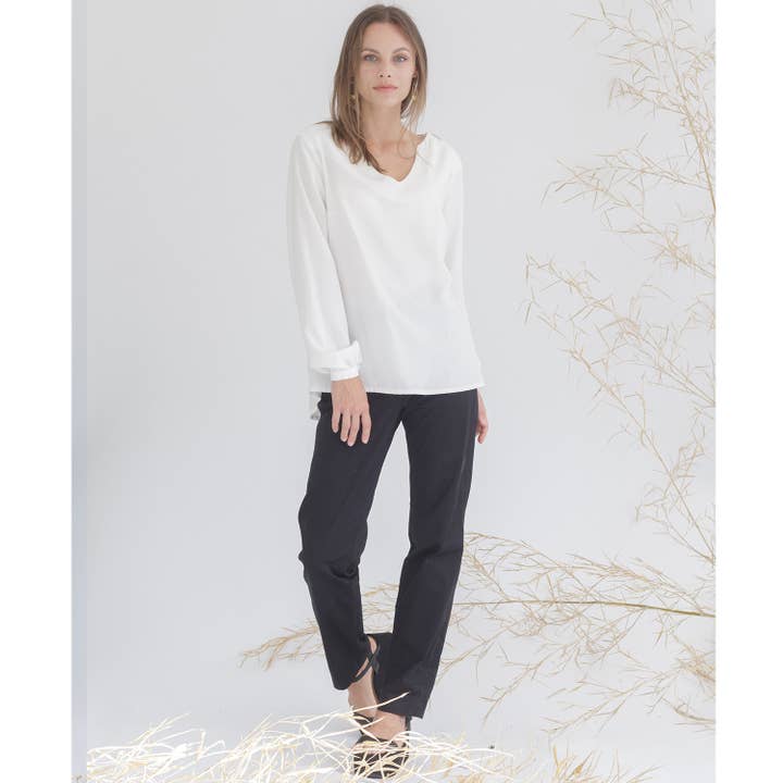 Straight trousers, Balta model, organic cotton, black for wholesale by Miu Sutin