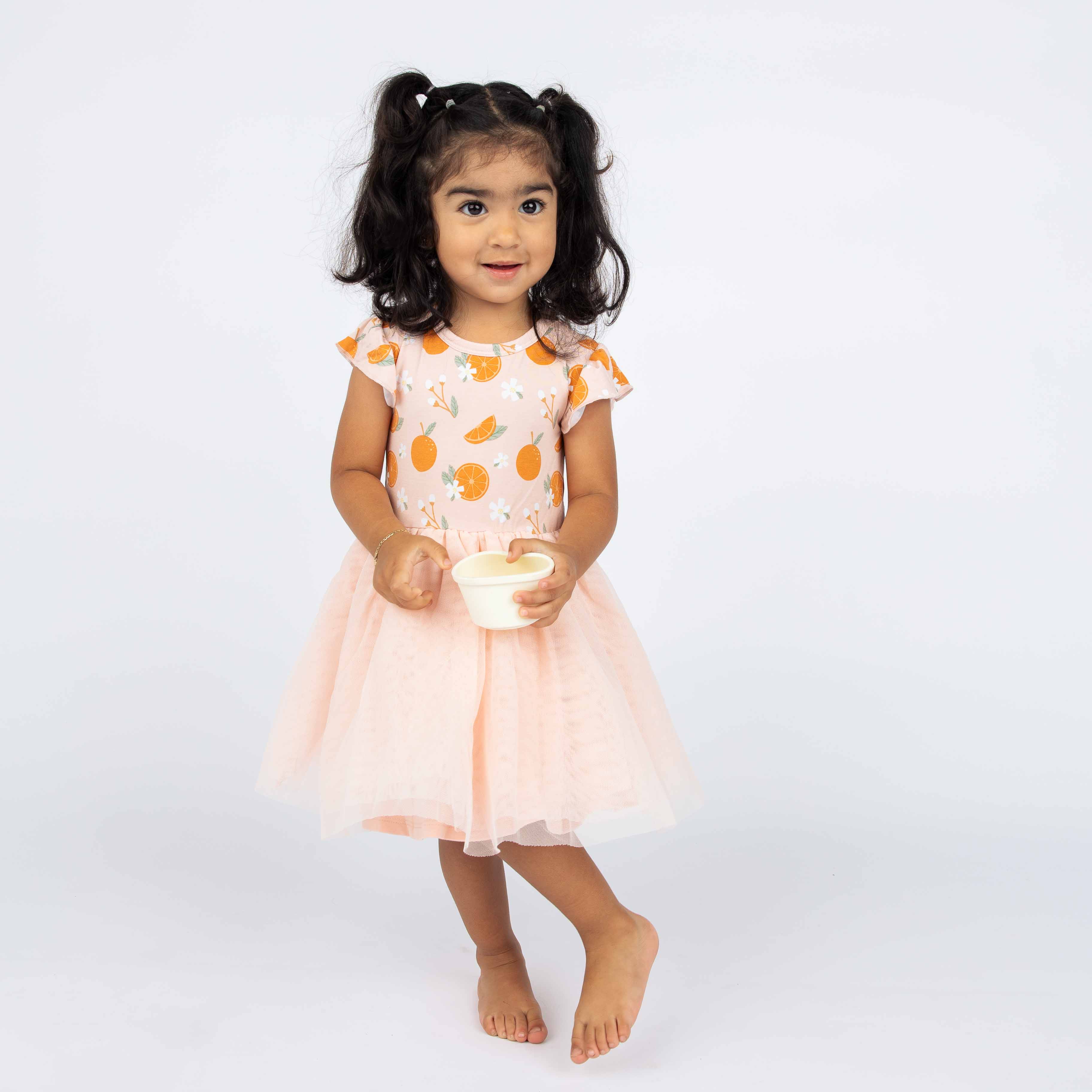 Emerson and Friends - Wholesale Dress - Kids - Freshly Squeezed Oranges Bamboo Kids Tulle Party Dress1