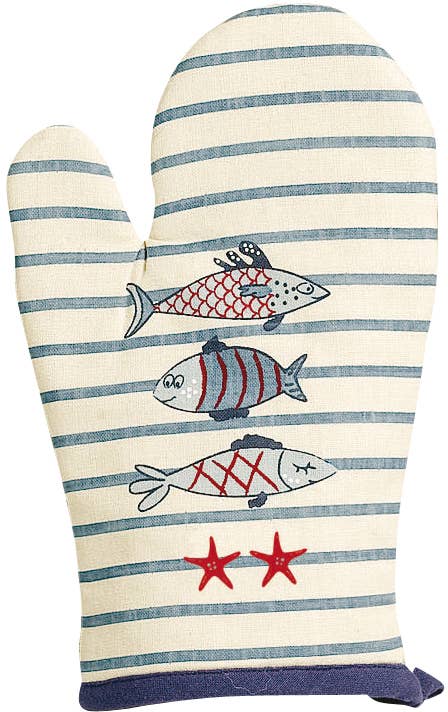 Maison Vivaraise & La Cerise sur le Gâteau - Venta al por mayor Manoplas para horno/ollas - Guante de cocina azul New Pesk 46 x 71 cm0