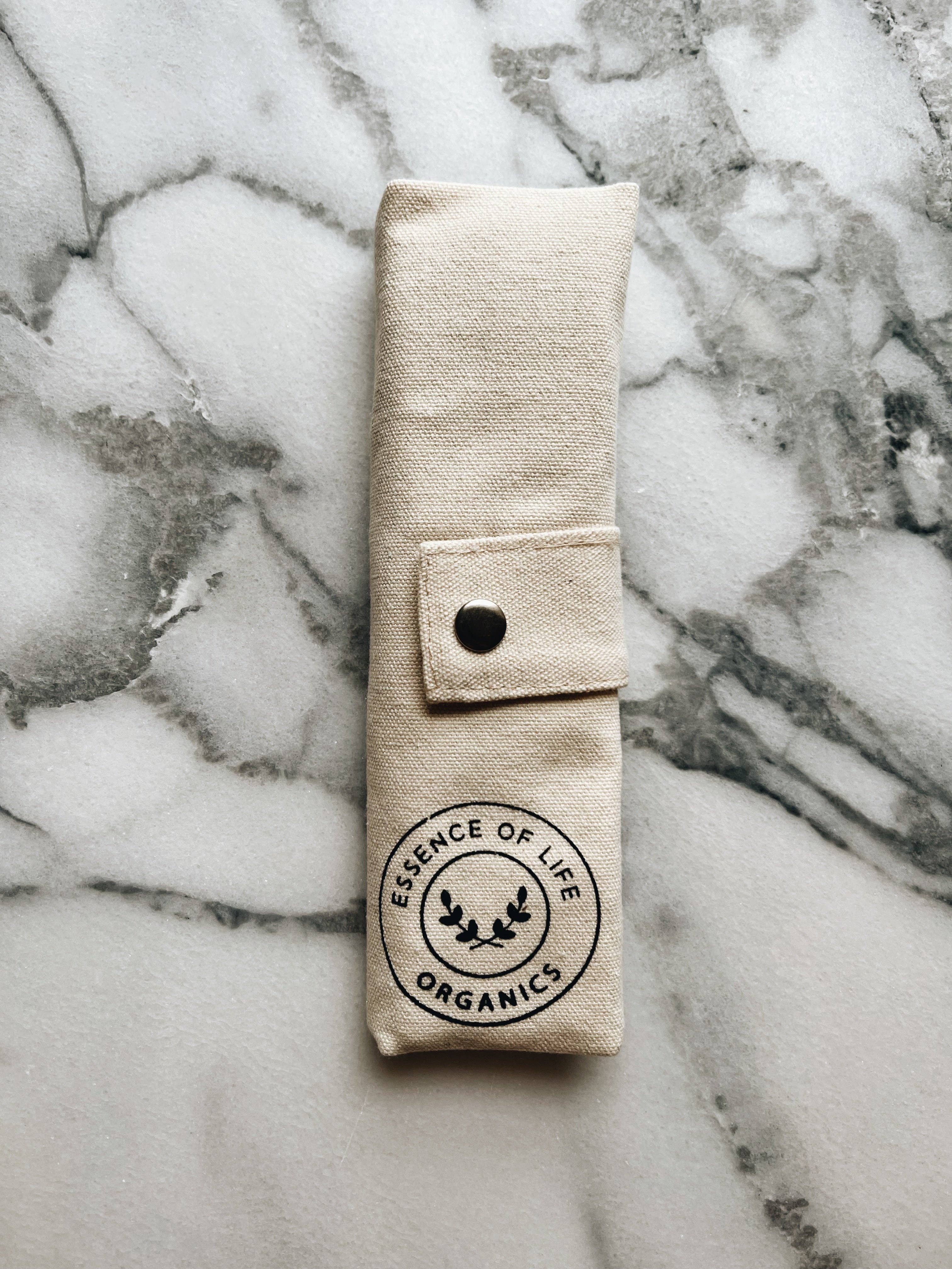 Essence of Life Organics - Vendita all'ingrosso Set di posate assortite - Set di utensili in bambù con custodia per il trasporto in cotone biologico1