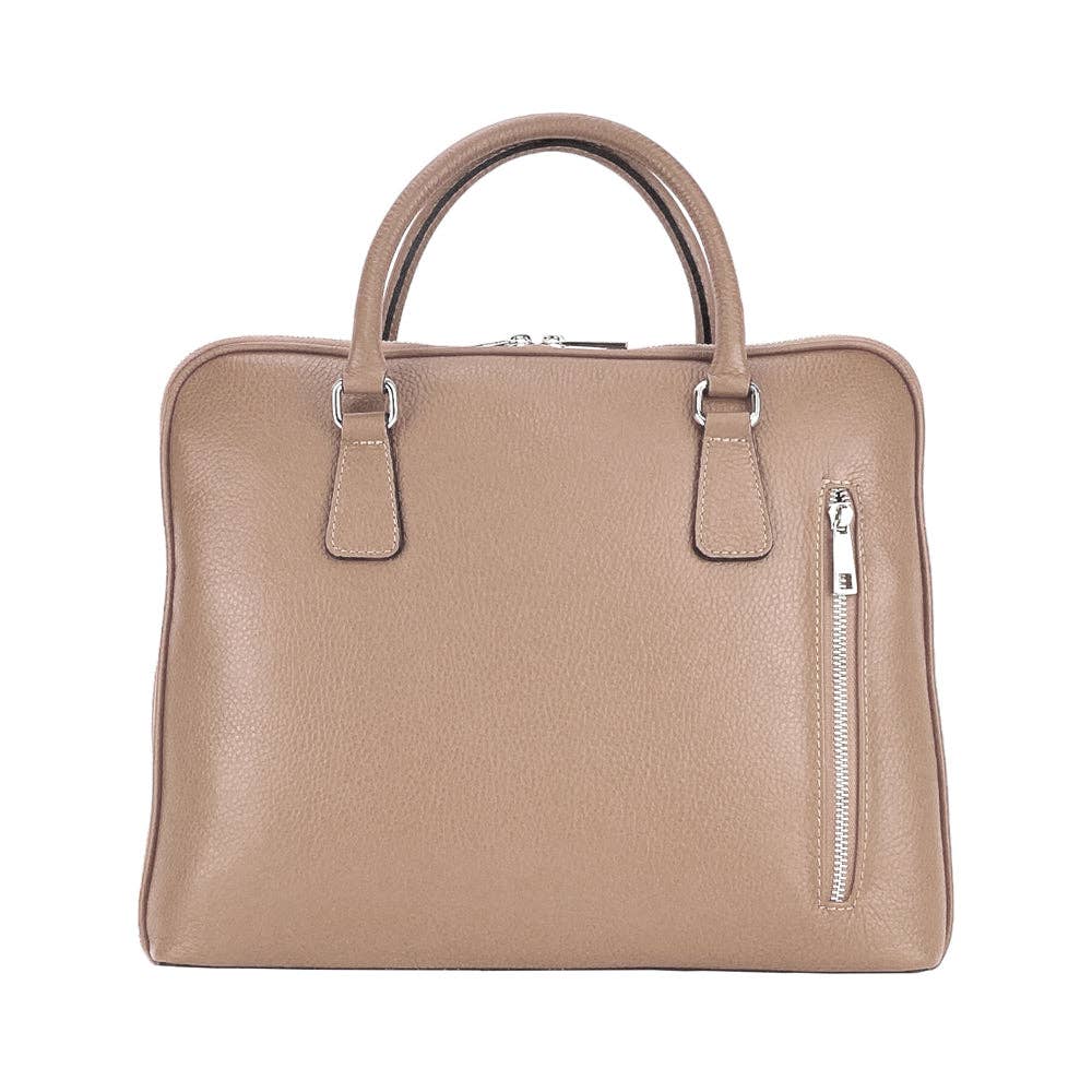 Kaili mood / RENATO BORZATTA - Italy since 1978 - - Vente Porte-document – unisexe - RB1019AQ | Serviette d’affaires unisexe en cuir véritable Made in Italy, bandoulière amovible, fermetures mousquetons en métal nickelé brillant - couleur taupe - Dimensions : 37 x 29 x 6,5 cm7