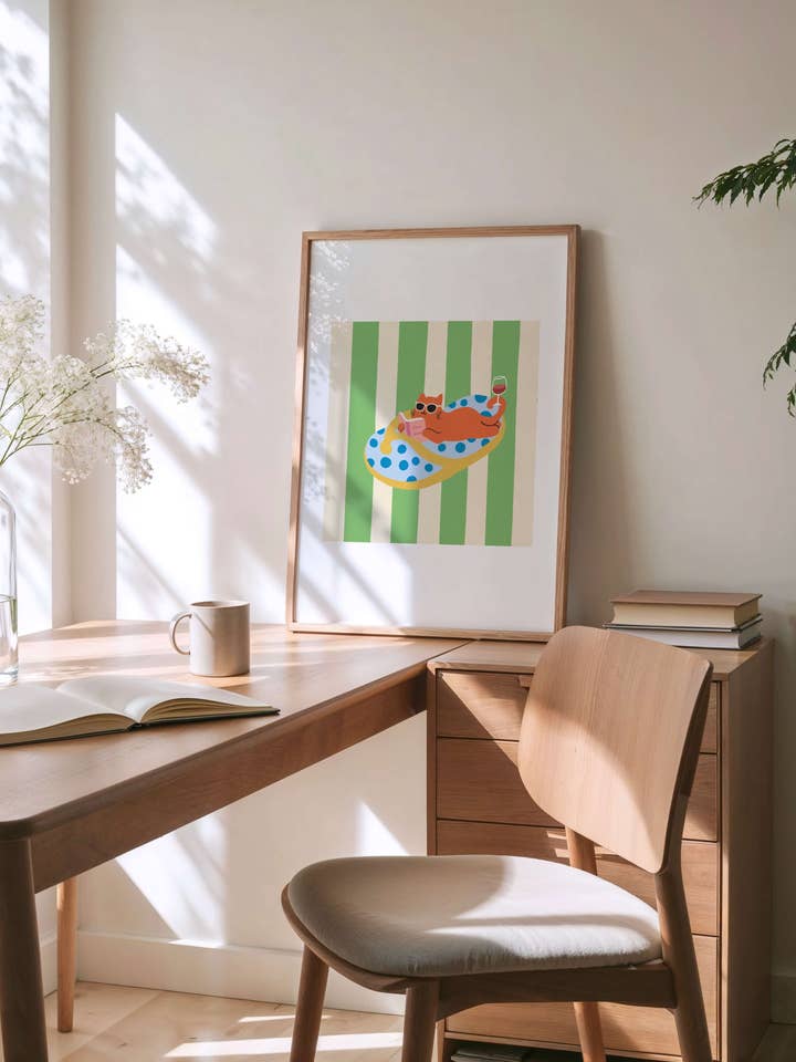 "Slow Down – Slipper Life Series" Matted Print with Island Vibes for wholesale by Angela Wan Art