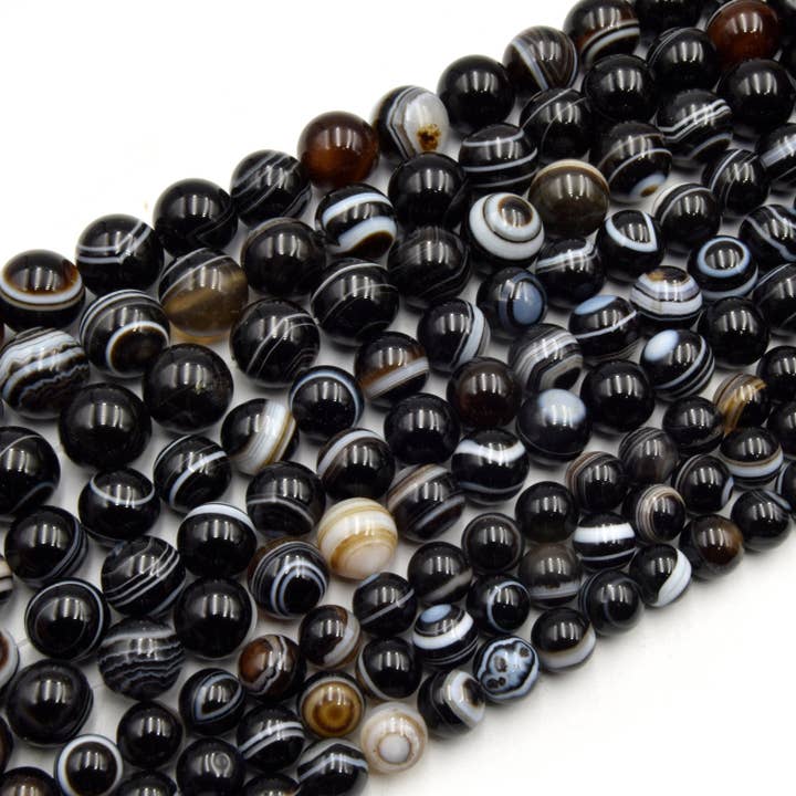 Only Beads - Wholesale Beads - Black Sardonyx Beads | Natural Tibetan Agate Eye Beads