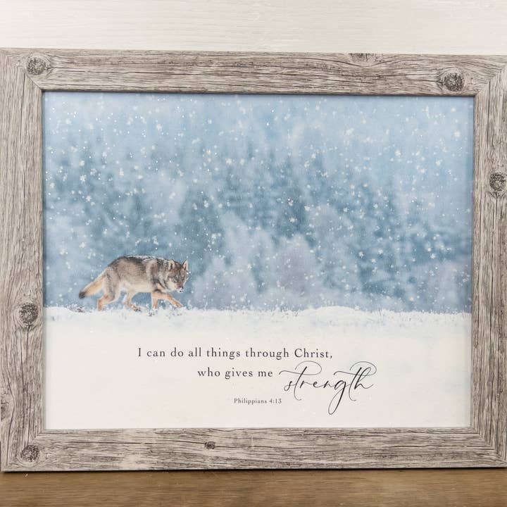 Je peux tout faire grâce à l'art hivernal de Christ Wolf Wolves pour la vente par Summer Snow Art