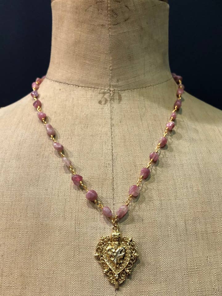 Halsketting Verona - Stenen - Rhodoniet voor wholesale door Fascinato