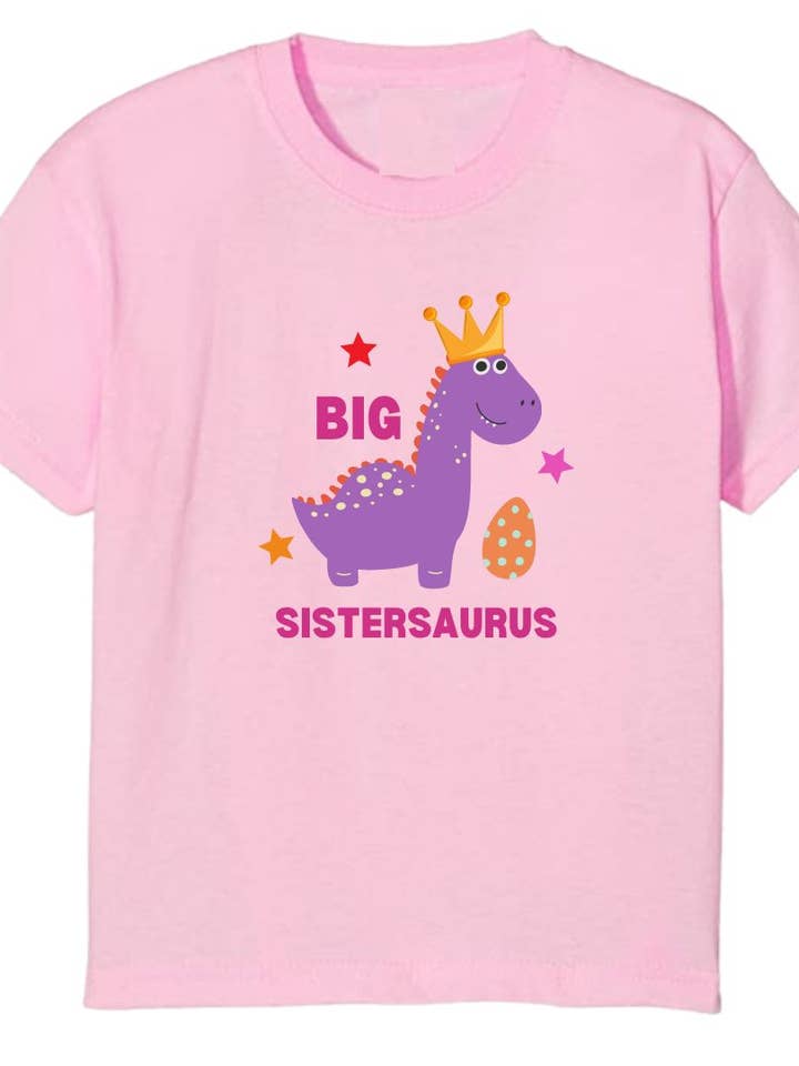 Second Ave Baby/Børns Sistersaurus Pink T-Shirt T-shirt for engroshandel hos Second Ave Gift Company