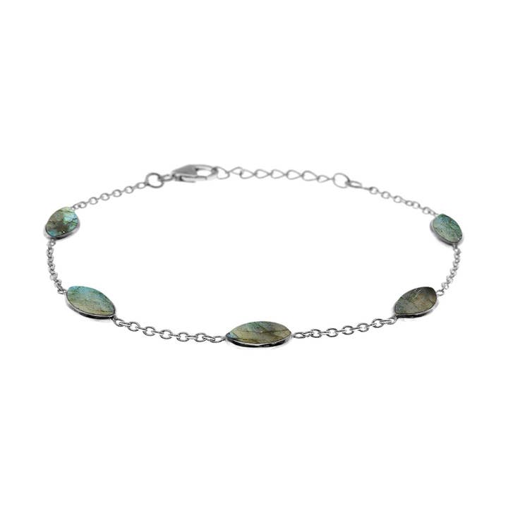 Bridget marquis labradorite chain bracelet for wholesale by Kali Ma Designs - Sterling Silver Jewellery