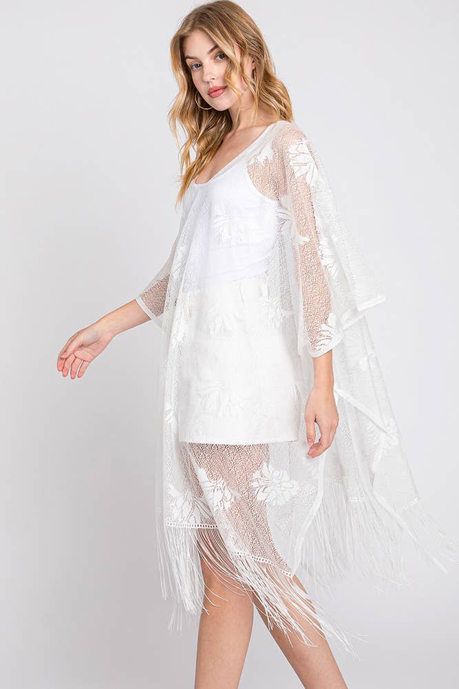 Hana - Wholesale Swim Cover Up - Women's - Floral Lace Summer Poncho Cover Up with Tassel7