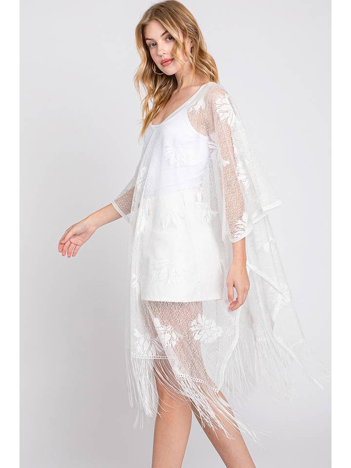 Hana - Wholesale Swim Cover Up - Women's - Floral Lace Summer Poncho Cover Up with Tassel7