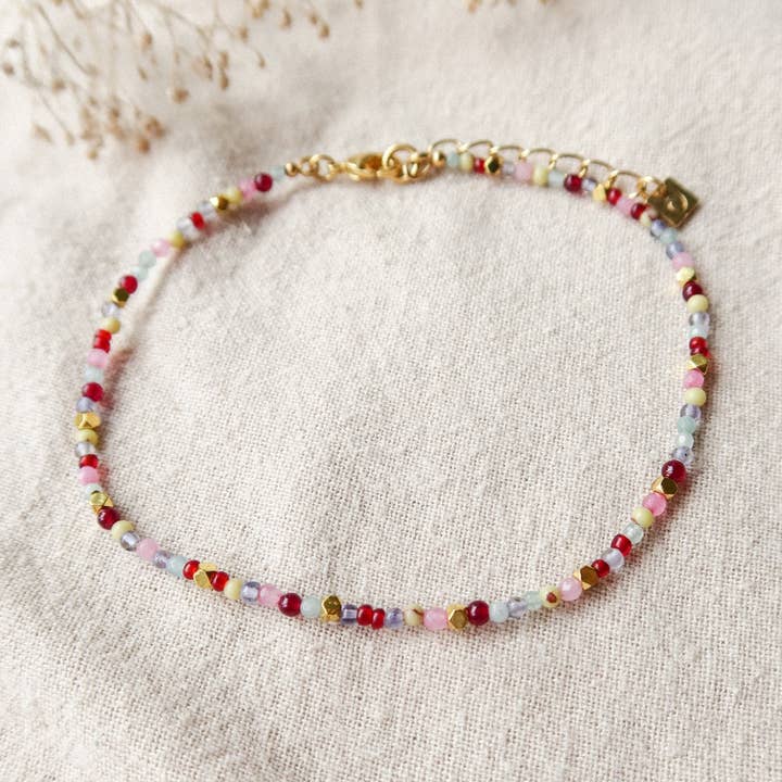 Anklet Summer mini beads anklet bracelet garnet for wholesale by Olivolga Bijoux