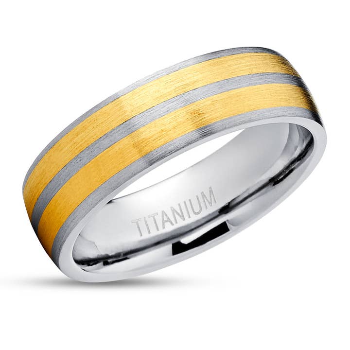 Gult guld vigselring - Titan vigselring - 14k gult guld - förlovningsring - titanband för wholesale av Lucky Love Rings