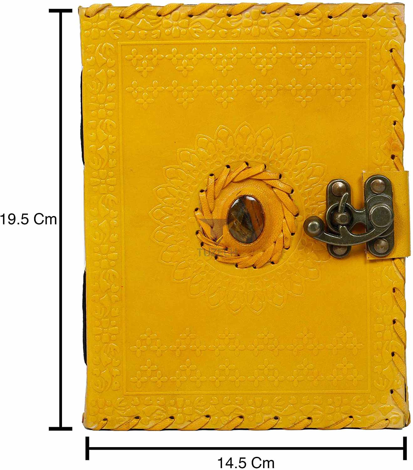 Tuzech Leather - Wholesale Journal/Diary - TUZECH Handmade Office Home Daily Use, Poem Writing Beautiful Pure Leather Luck Stone Bound Journal/Diary with C-Lock for Men and Women 8 Inches12