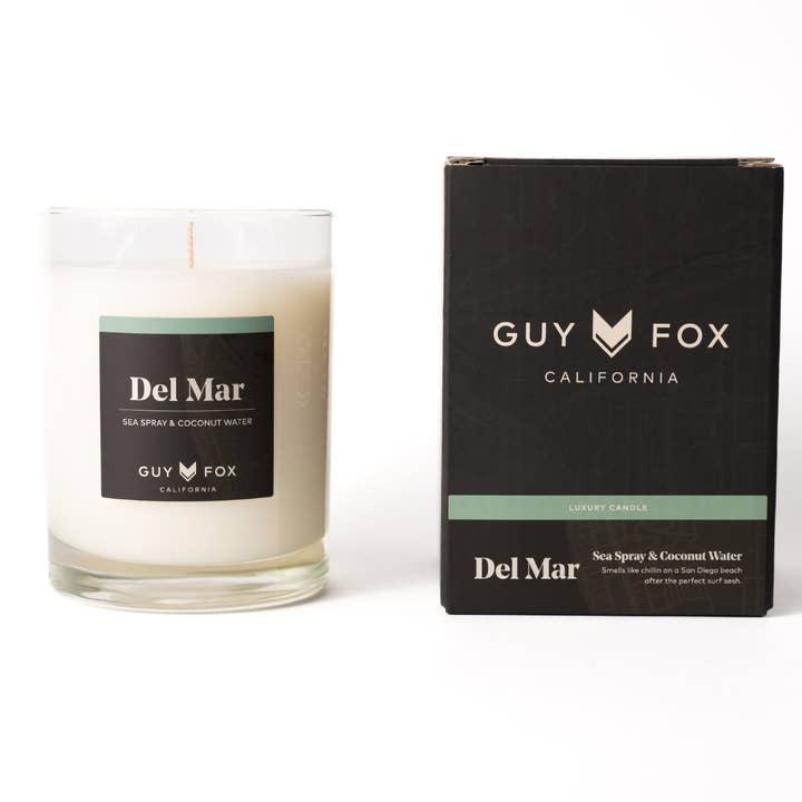 GUY FOX - Wholesale Jar/Filled Candle - Del Mar - Reusable Men's Candle - Sea Spray & Coconut Water
