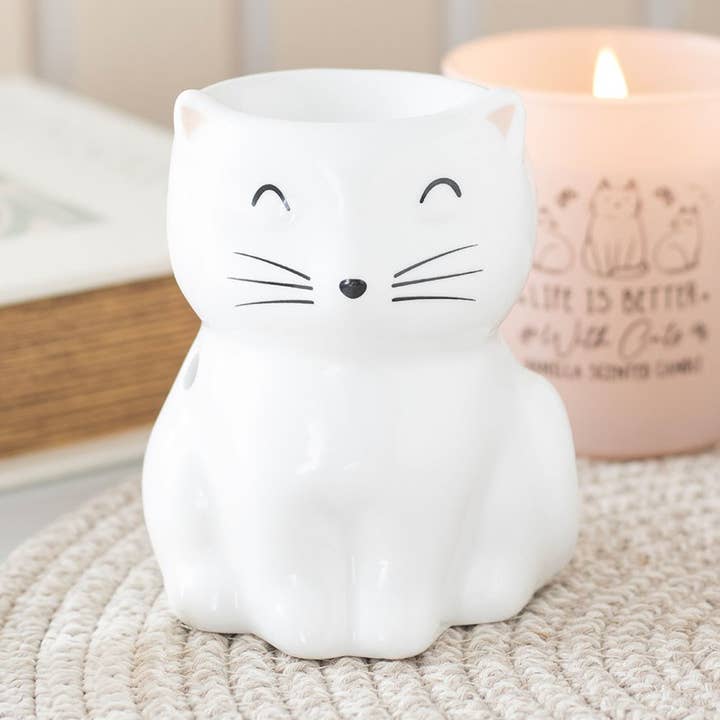 White Happy Cat Oil Burner for wholesale by WONDER IMPORTS AUSTRALIA