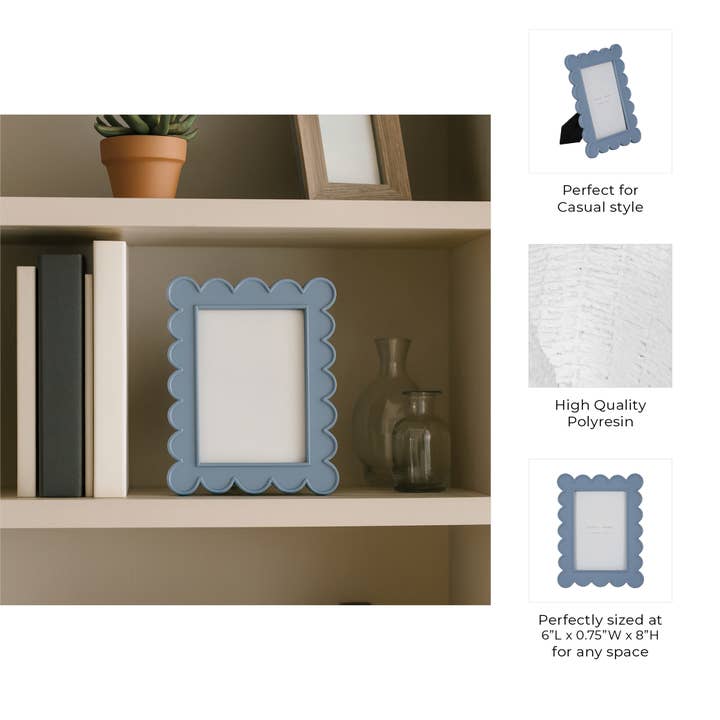 Sagebrook Home - Wholesale Picture Frame - Photo Frame - Blue Resin/Glass Scallop Edge, 4x6 in.4
