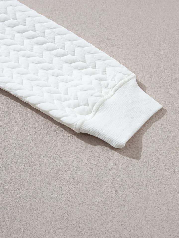 Suhkasana - Wholesale Sweatshirt - Women's - White LUCKY Chenille Embroidered Cable Knit Pullover Sweatshirt25