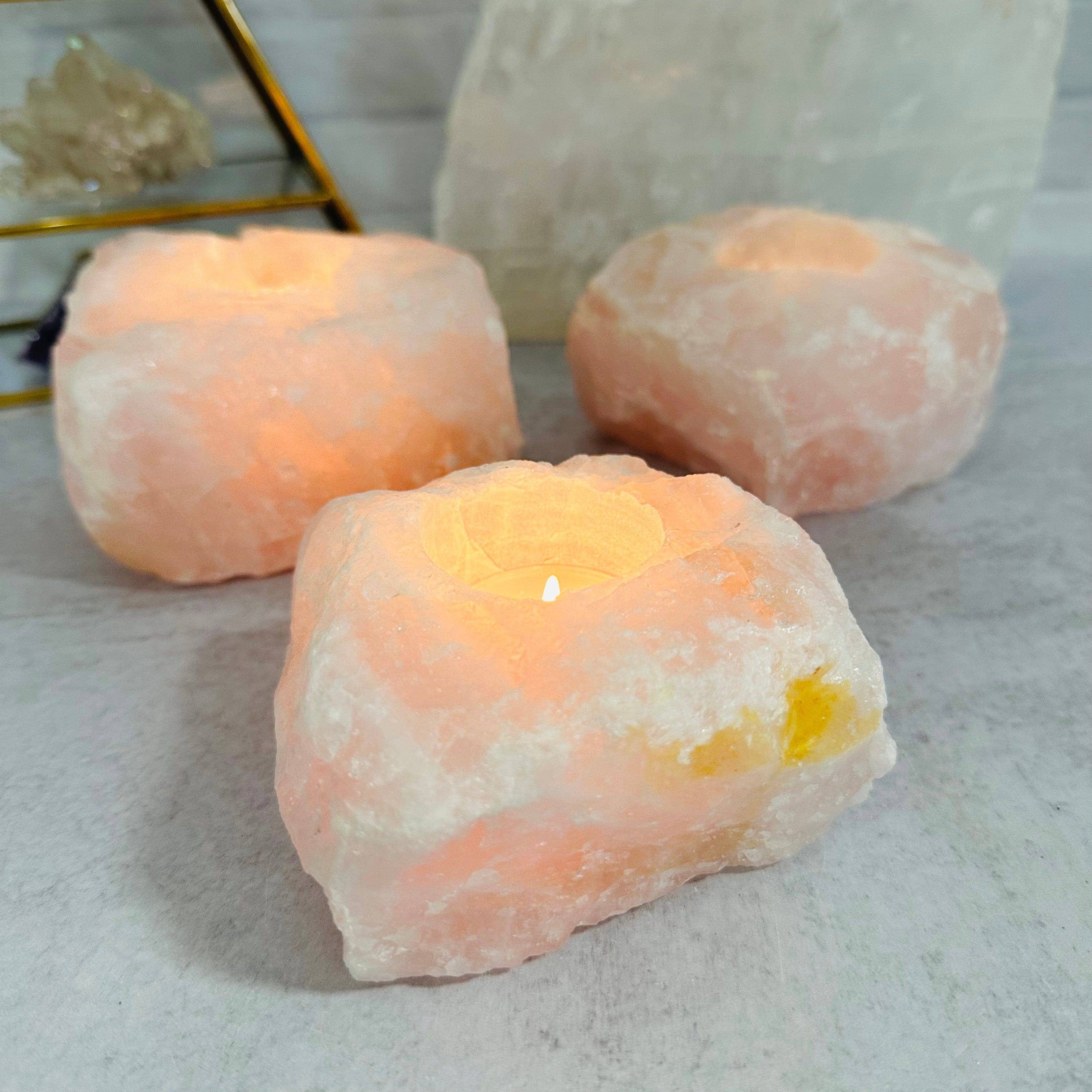 Rock Paradise - Wholesale Candle Holder - WHOLESALE Crystals - Case Pack BULK LOT - BUY THE BOX 🌸 20 Rose Quartz "B" Candle Holders - SAVINGS5